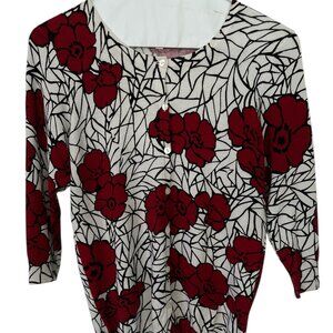 Joseph A. Red/White Floral Cardigan Size Small - Rayon/Nylon - Worn Once